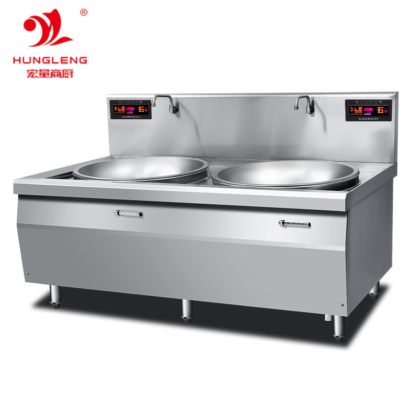 电磁双头大炒灶